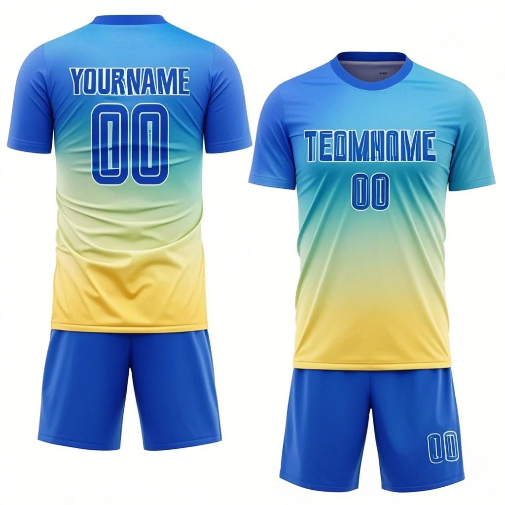 Custom Tie Dye Aqua-Blue Sublimation Soccer Uniform Jersey