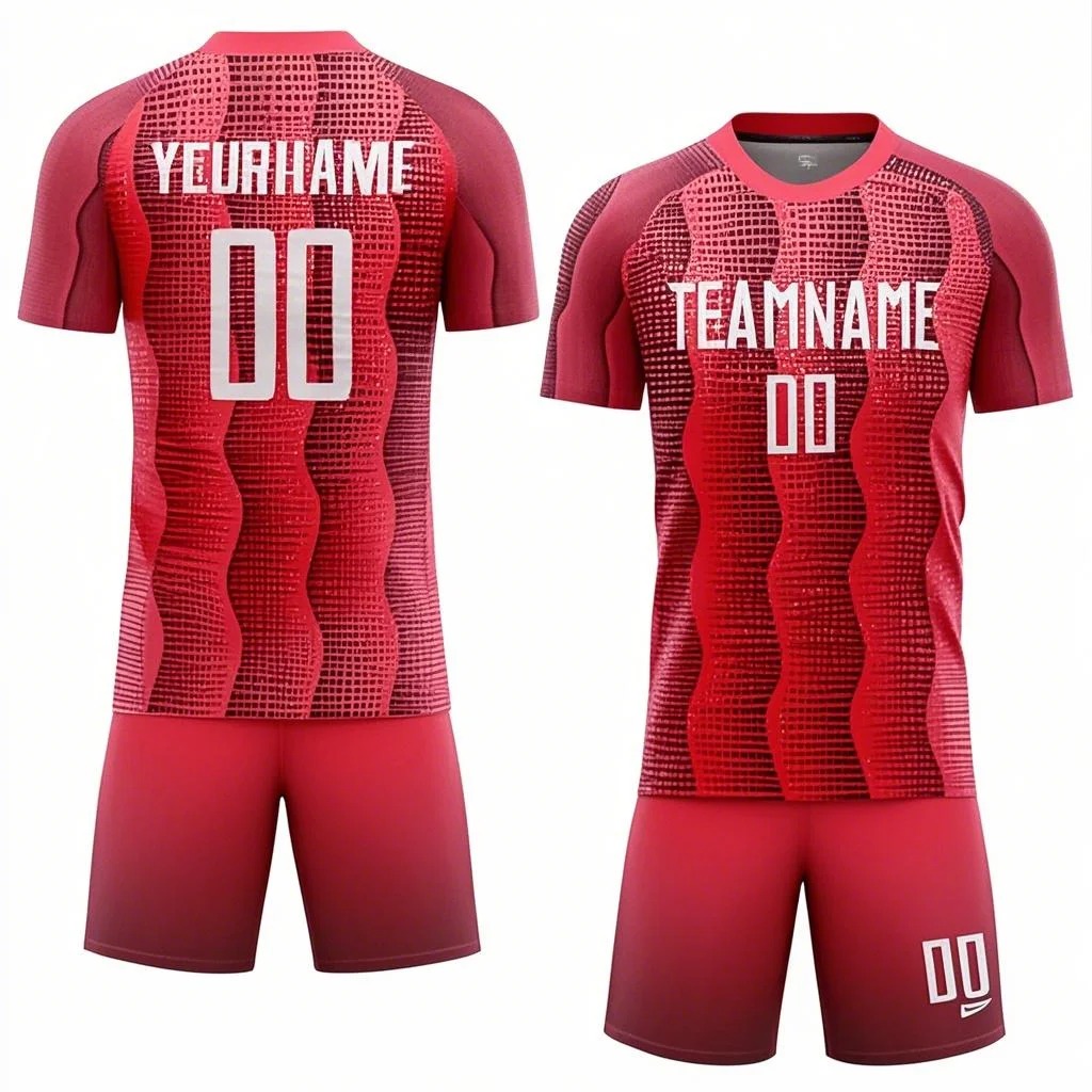 Custom Red White Sublimation Soccer Uniform Jersey