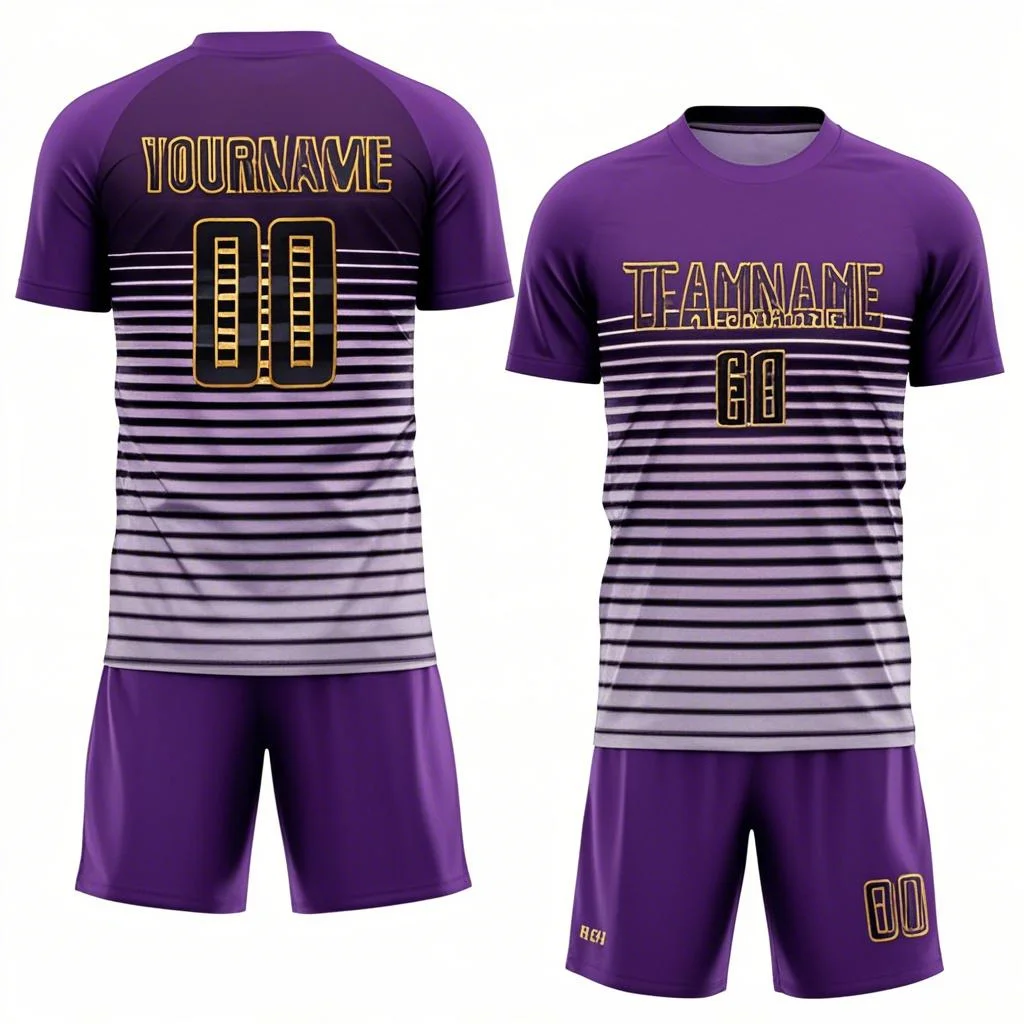 Custom Black Black-Old Gold Sublimation Soccer Uniform Jersey