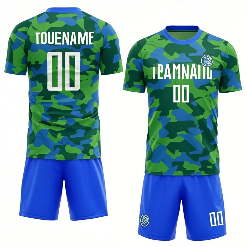 Custom Camo White-Royal Sublimation Salute To Service Soccer Uniform Jersey