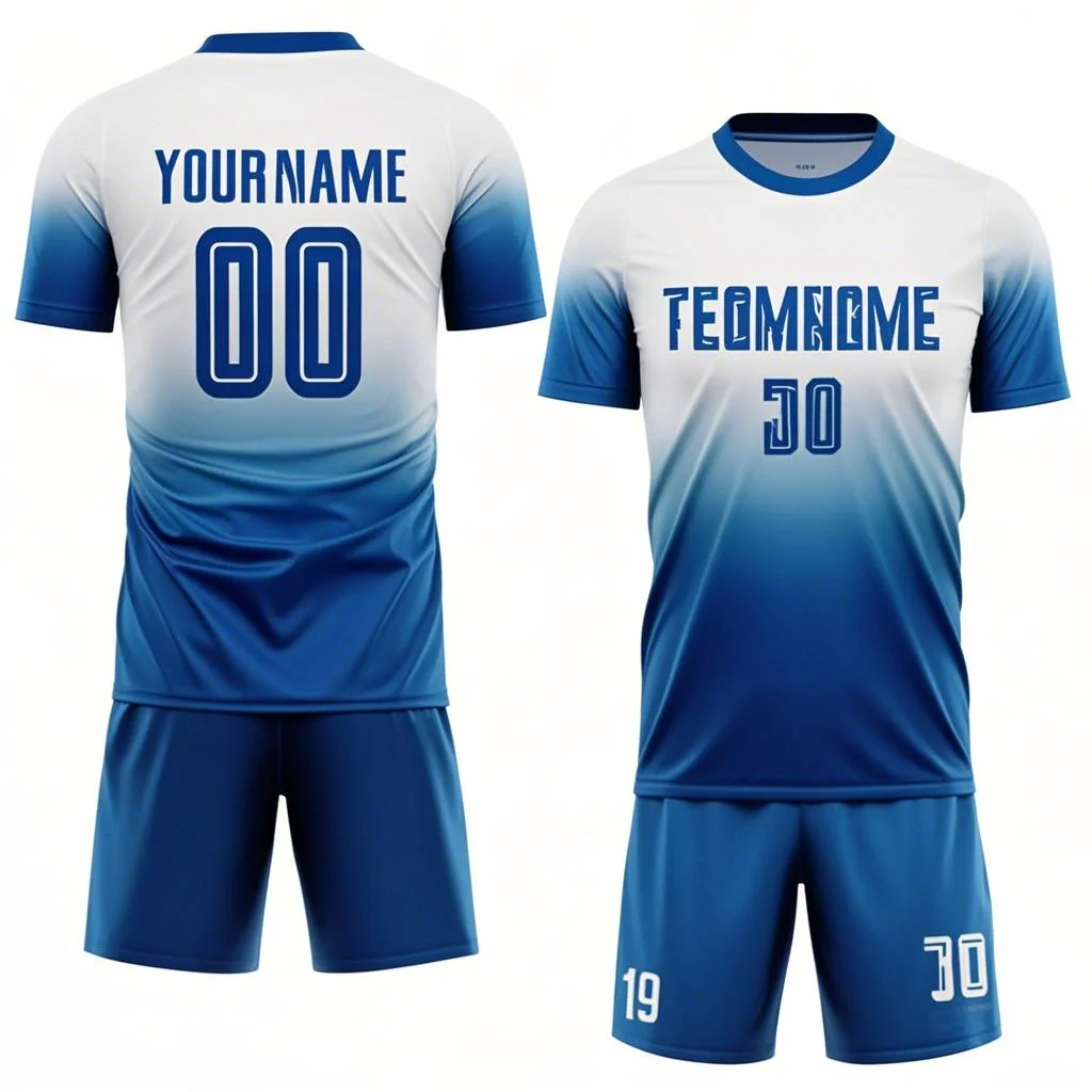 Custom Purple White-Blue Sublimation Fade Fashion Soccer Uniform Jersey
